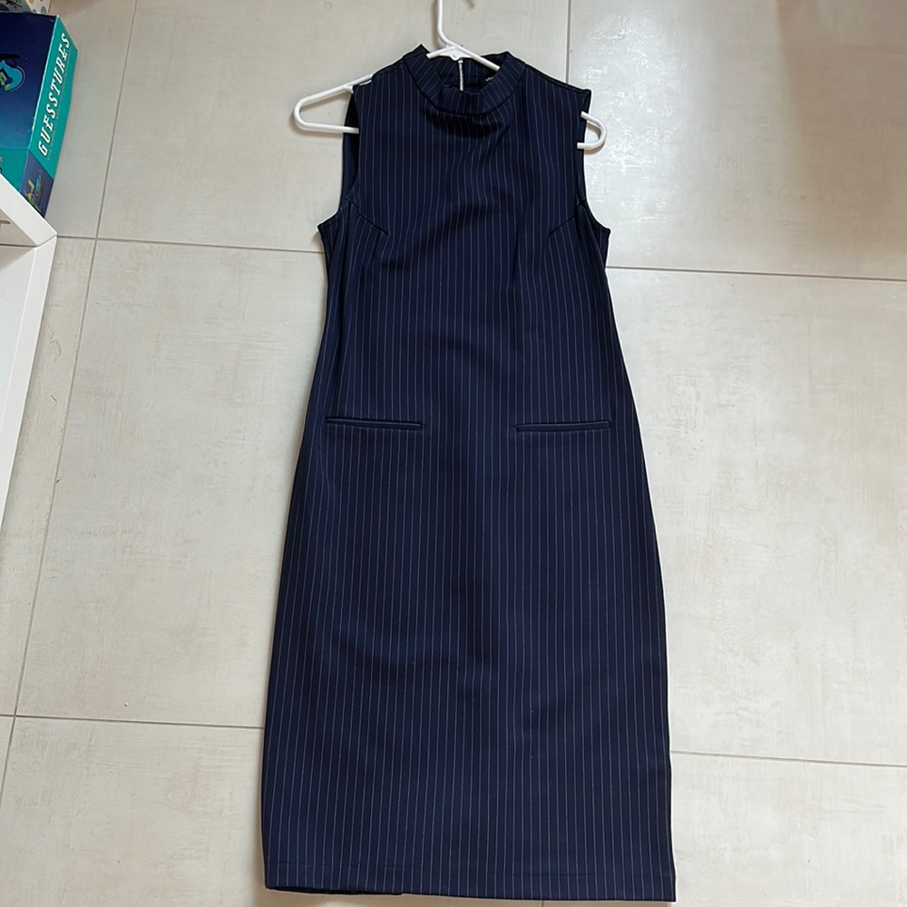 Sharagano navy blue midi dress